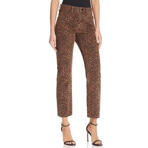 Alexander Wang Cult Cropped Straight Jeans in Tan Leopard